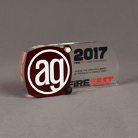 Two layered acrylic color accented award with aluminum standoffs and AG logo.